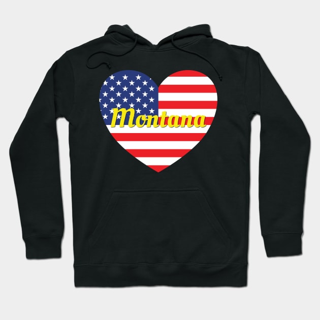 Montana American Flag Heart Hoodie by DPattonPD